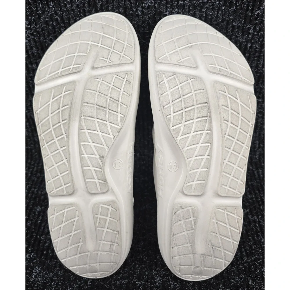 Hurley Injection Flip-Flop Men's 10 Cream Cushy Thong Sandal Beach Coastal‎